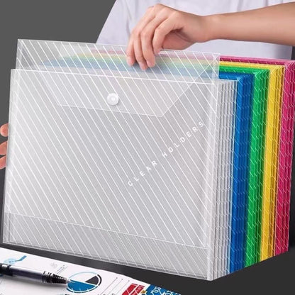 10 PCS Plastic Folders for Document, A4 Size Plastic Envelopes with Snap Closure, Clear File Folders Bags for School Office
