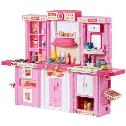 Brinquedos de Cozinha VEVOR para Crianças 74 Peças Conjunto de Chef com Sons e Luzes Idade 3+ Casa de Brincar Infantil Utensílios de Cozinha para Crianças Pequenas