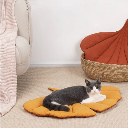 Tapete para Cama de Gato Formato de Folha Cobertor Macio para Cães Almofada para Dormir Lavável Antiderrapante Decoração de Ambiente Tapete de Chão para Cães Gatos Suprimentos para Animais de Estimação