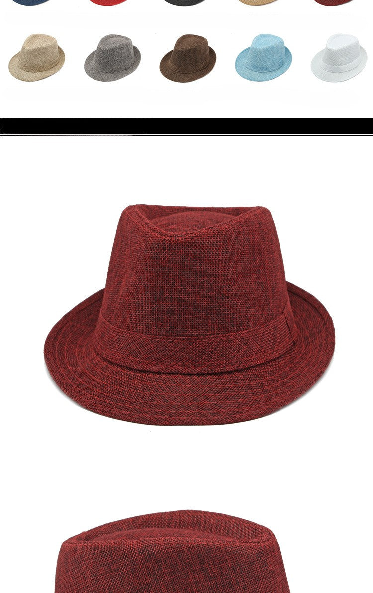 Middle-aged Spring and Summer Outdoor Sun Protection Hat Beach Top Hat Female Casual Retro Jazz Linen Hat  Fedoras for Man Party