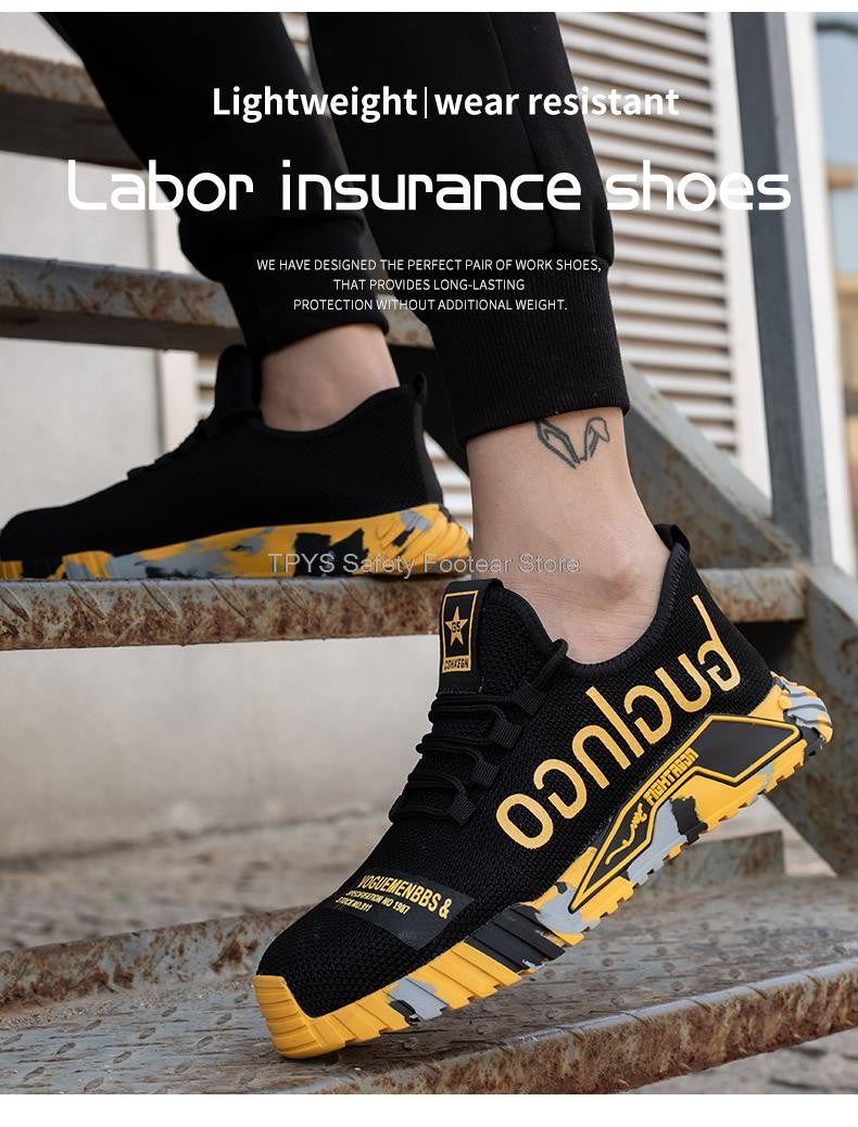 Sapatos de Segurança Leves com Biqueira de Aço Masculinos Antiperfuração Sapatos de Trabalho Masculinos Respiráveis Sapatos Industriais Botas de Segurança de Trabalho Indestrutíveis