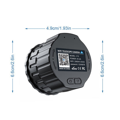 Novo Microscópio V12 Wifi HD Câmera Ocular Eletrônica 2K 4 Milhões Ocular Óptica para Lunetas de 25mm-50mm Telescópio para Observação de Pássaros