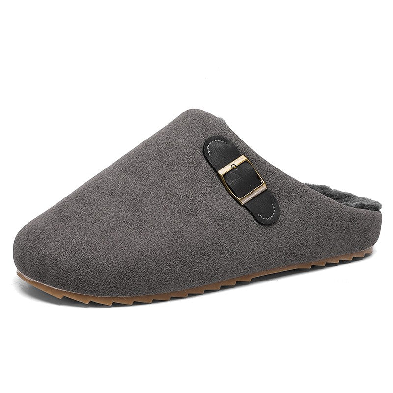 2025 New Unisex Winter Home Slippers Fashion Buckle Design Warm Fleece Lined Non - Slip Indoor Comfort Slippers New Arrival