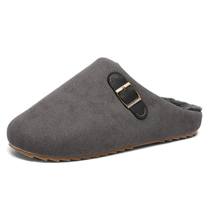 2025 New Unisex Winter Home Slippers Fashion Buckle Design Warm Fleece Lined Non - Slip Indoor Comfort Slippers New Arrival