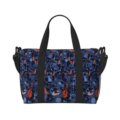 Custom Large SLilo And Stitch Cartoon Tote Bag Women Anime Shopping Shoulder Beach Gym Travel Bag