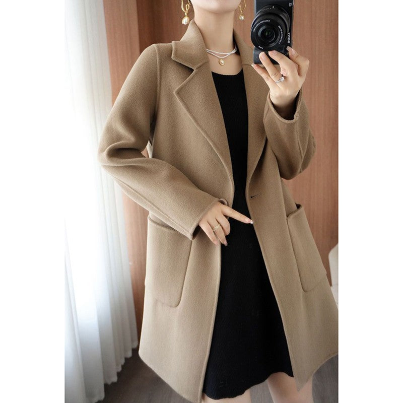 Autumn Winter Girls Fashion Mid-Long Jackets Female Casual Woolen Blends Coats Clothes Lady Korean Fashion Designer Coat