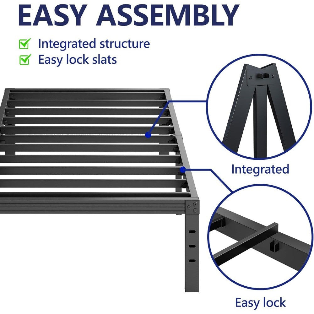 Bases de Cama Metálicas Twin XL de 30 cm de Altura, Estrutura de Cama Plataforma Twin XL Sem Necessidade de Box Spring, Fácil Montagem, Sem Ruído, Resistente, Preto