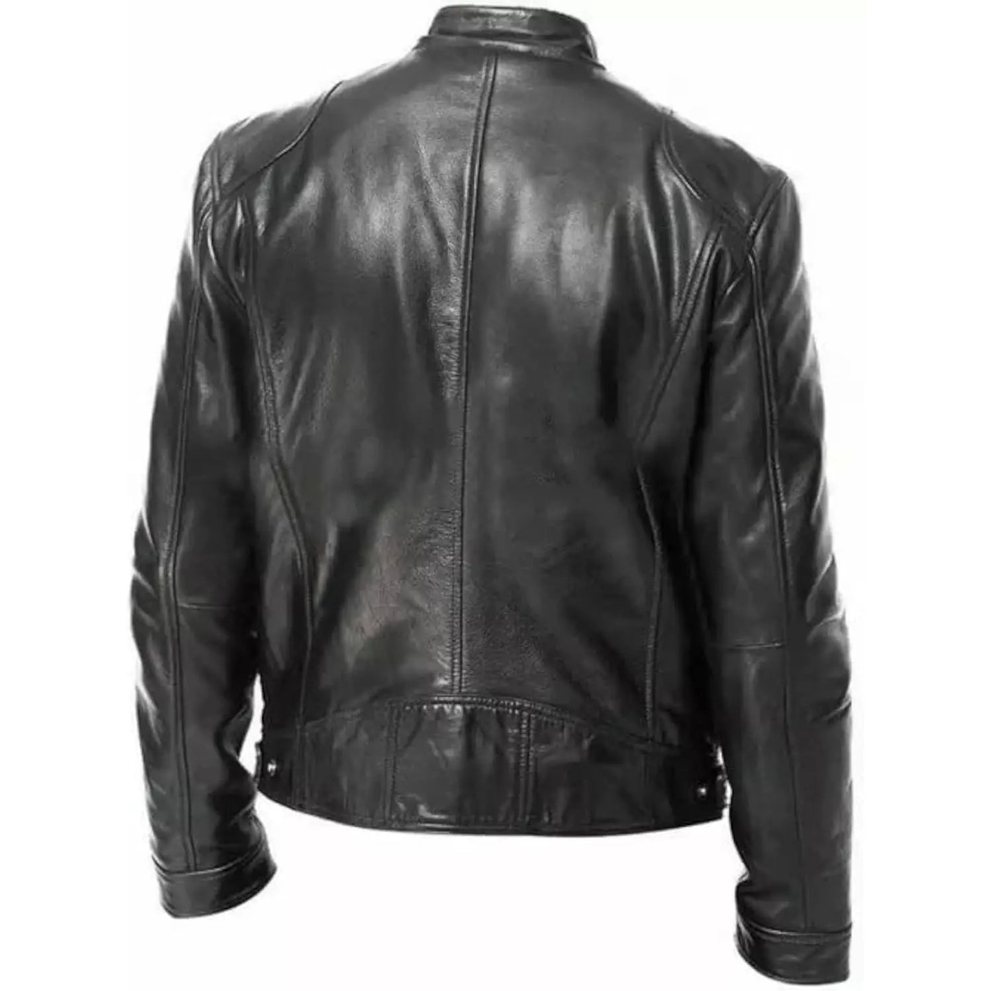 Male Leather Jacket Cafe Racer Slim Fit Retro Faux Leather Brand Men's Jackets Fashion Motorcycle Leather Coat Men's Clothing