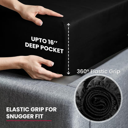 Lux Decor Bedsheet Set, Rayon Derived from Bamboo, Breathable & Soft, Hotel Luxury Silky Bedding