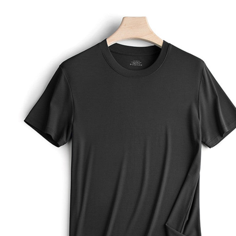94% Modal 6% Spandex Summer Short Sleeve T-shirt Men Crew Neck Solid Color Casual Underwear Brand High Quality Mens Clothing New