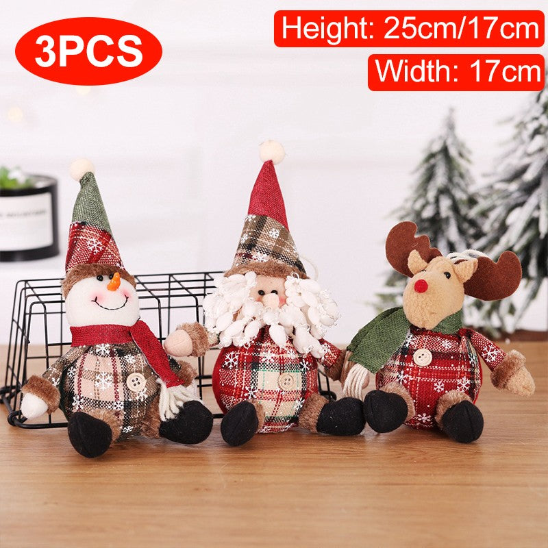 Christmas Dolls Tree Decor Standing Santa, Snowman and Reindeer Figurines  for Home Decor Birthday Gifts Merry Christmas