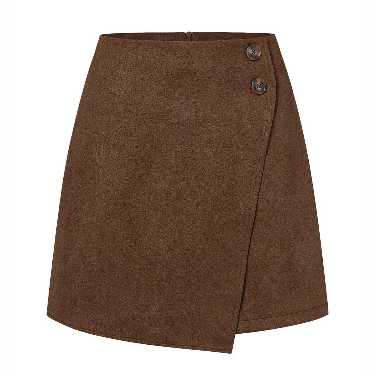 New Arrival 2025 Women's Autumn Winter Suede Irregular Skirt Solid Color High Waist Zipper Button Short Skirts For Woman