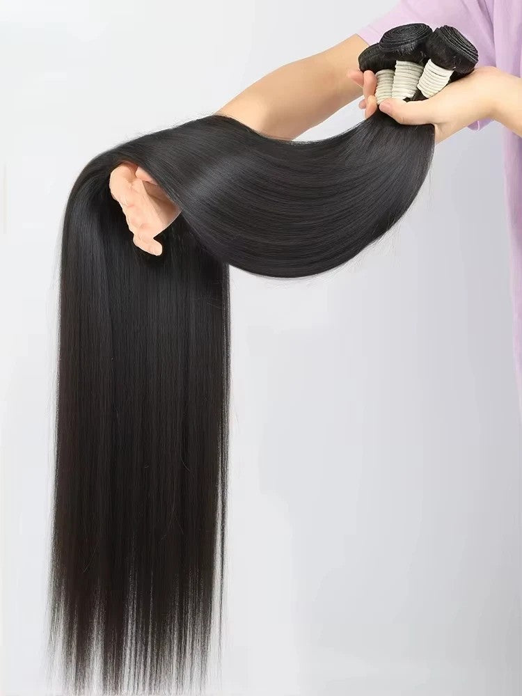 Cabelo Humano Liso de 26 28 30 Polegadas, Pacotes de Cabelo Virgem Brasileiro Remy Cru, Trama de Extensão 100% Não Processada, Preto Natural para Mulheres