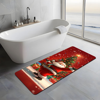 VIKAMA Christmas Carpet Festive Red Kitchen Rug Doormat Welcome Mat Runner Rug Winter Rug For Bedroom Warm Carpet For Live Room