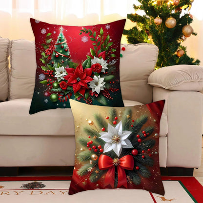 1pcs 2D Christmas Pillow Cover Xmas Party Decoration 2025 Xmas Holiday Santa Claus Pillow Cover Navidad Natal New Year Gift 2026