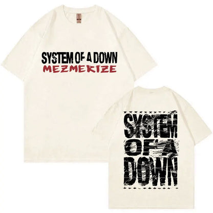 Summer men's Rock System of A Down Mezmerize band album print T-shirt Vintage alternative metal music Harajuku short sleeve