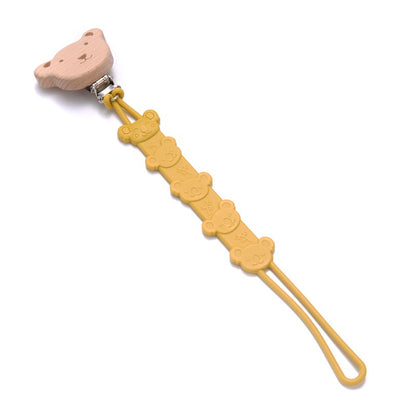 Cartoon Animal Wooden Baby Pacifier Clip Silicone Teether Nipple Holder Chain For Baby Dummy Anti-Drop Chain Oral Care Chew Toy