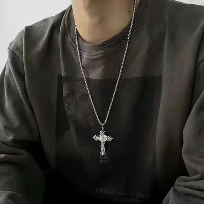 Colar de Aço Titânio Cruz de Alta Qualidade Que Não Desbota, Pingente Hip Hop Masculino Dominador e Moderno, Corrente Nova para Homens e Mulheres Bonitos