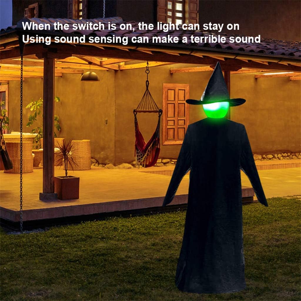 Light-Up Witches with Stakes Halloween Decorations Outdoor Holding Hands Screaming Witches Sound Activated Sensor Decor