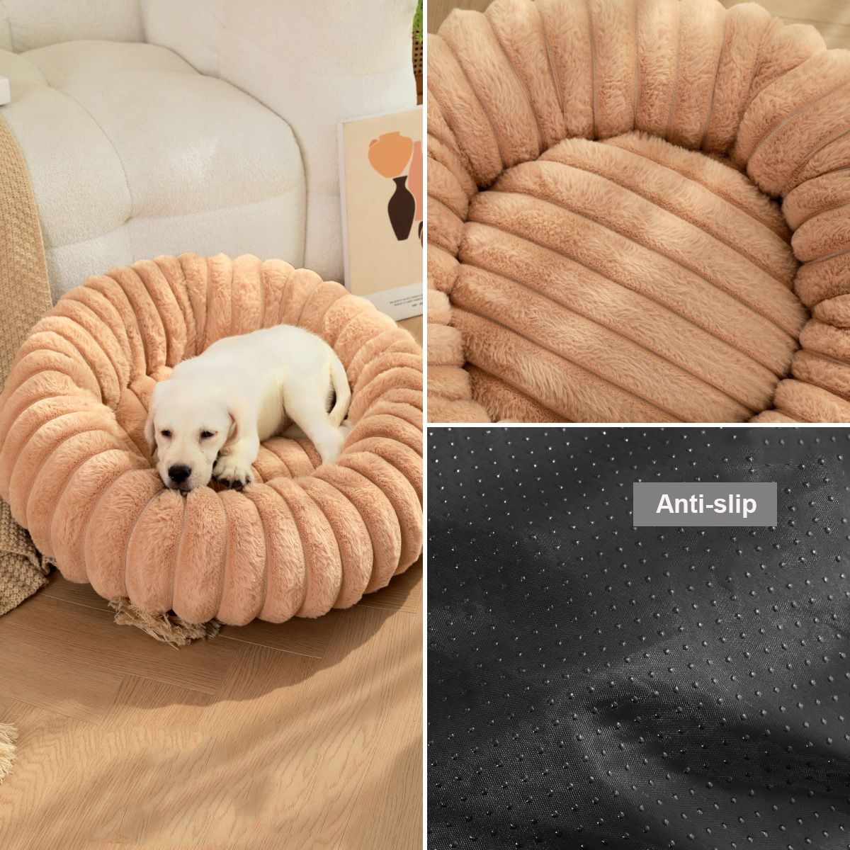 Cama Redonda para Cães Grandes, Cama Sofá Quente de Inverno Lavável para Gatos e Cães Grandes Disponível para Todas as Estações