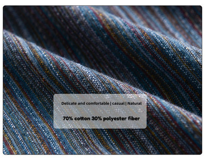 6158 Spring Fashion Japan Style Vintage Stripe Simple Cargo Shirt for Men Good Quality Cotton Long Sleeve Slim Fit Casual Blouse