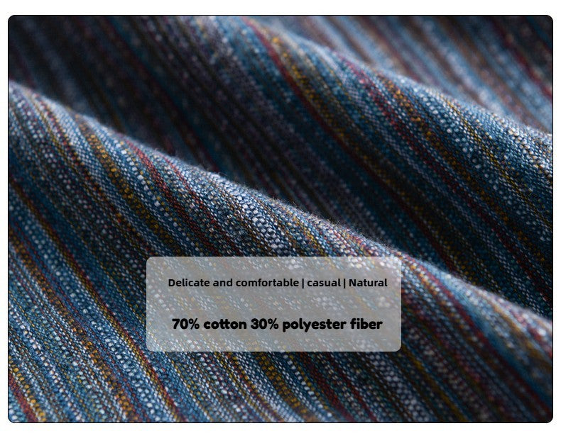 6158 Spring Fashion Japan Style Vintage Stripe Simple Cargo Shirt for Men Good Quality Cotton Long Sleeve Slim Fit Casual Blouse