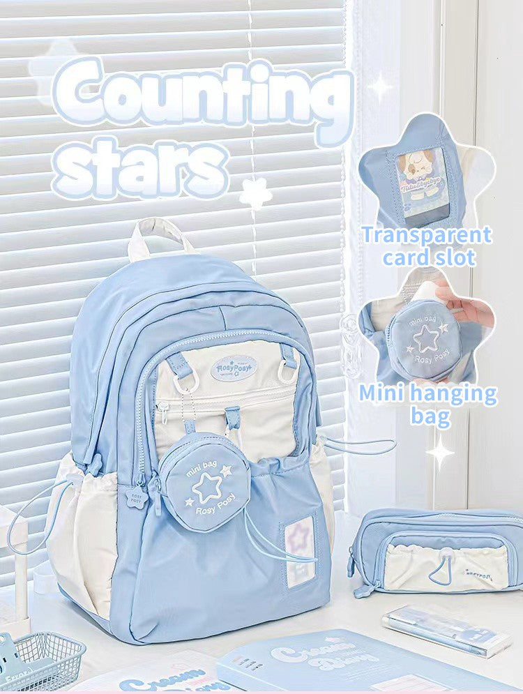 Mochila creme para estudantes com design simples e fofo de alta aparência Mochila leve e espaçosa para a dor nas costas