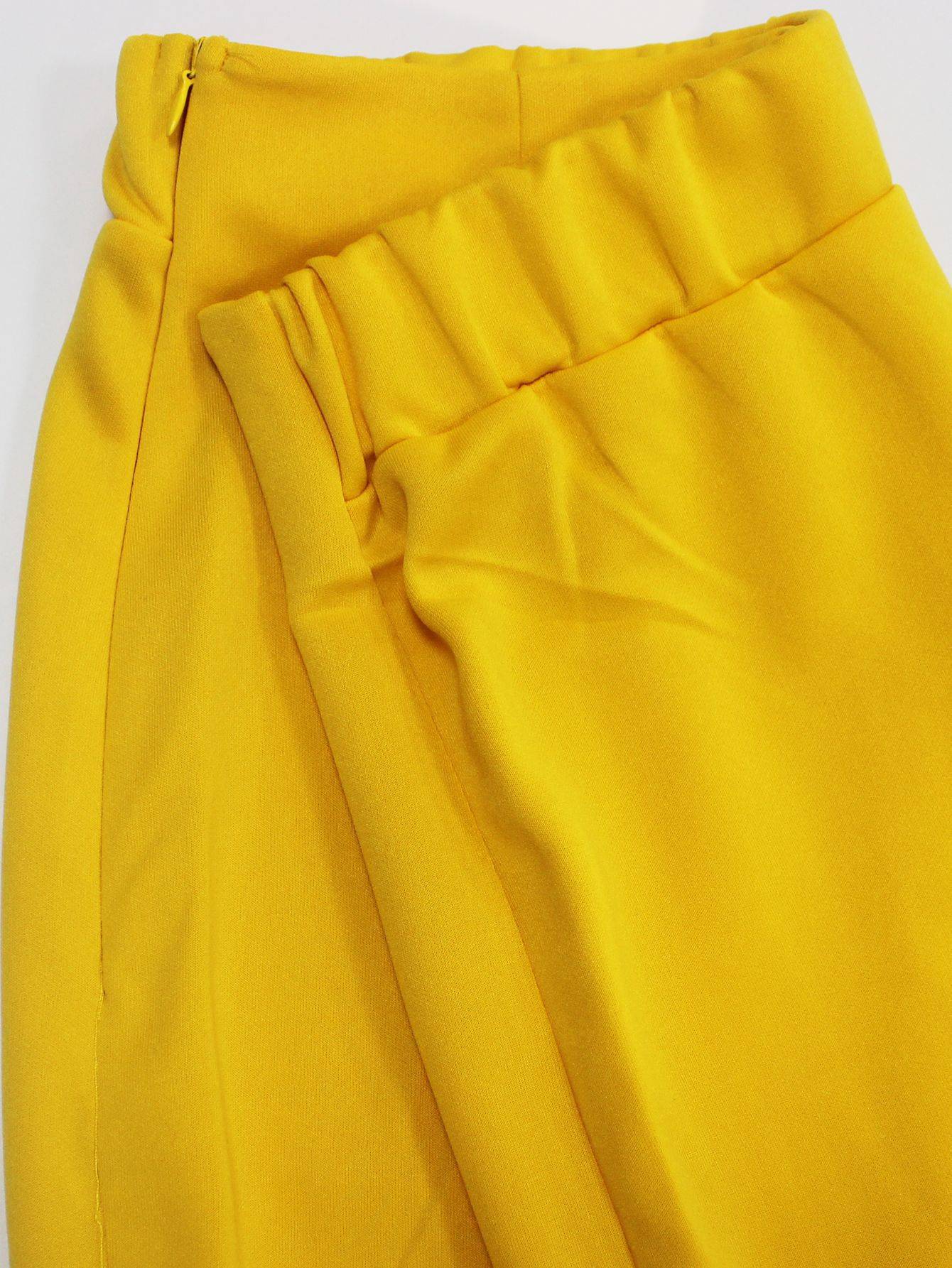 Ele Pure Color Wrap around Midi Skirt for Women Sli Faionable Transoceanic New Arrival A-Line Long Skirt