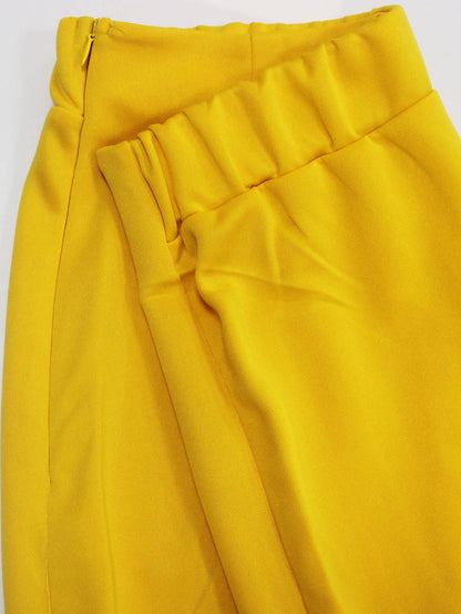 Ele Pure Color Wrap around Midi Skirt for Women Sli Faionable Transoceanic New Arrival A-Line Long Skirt