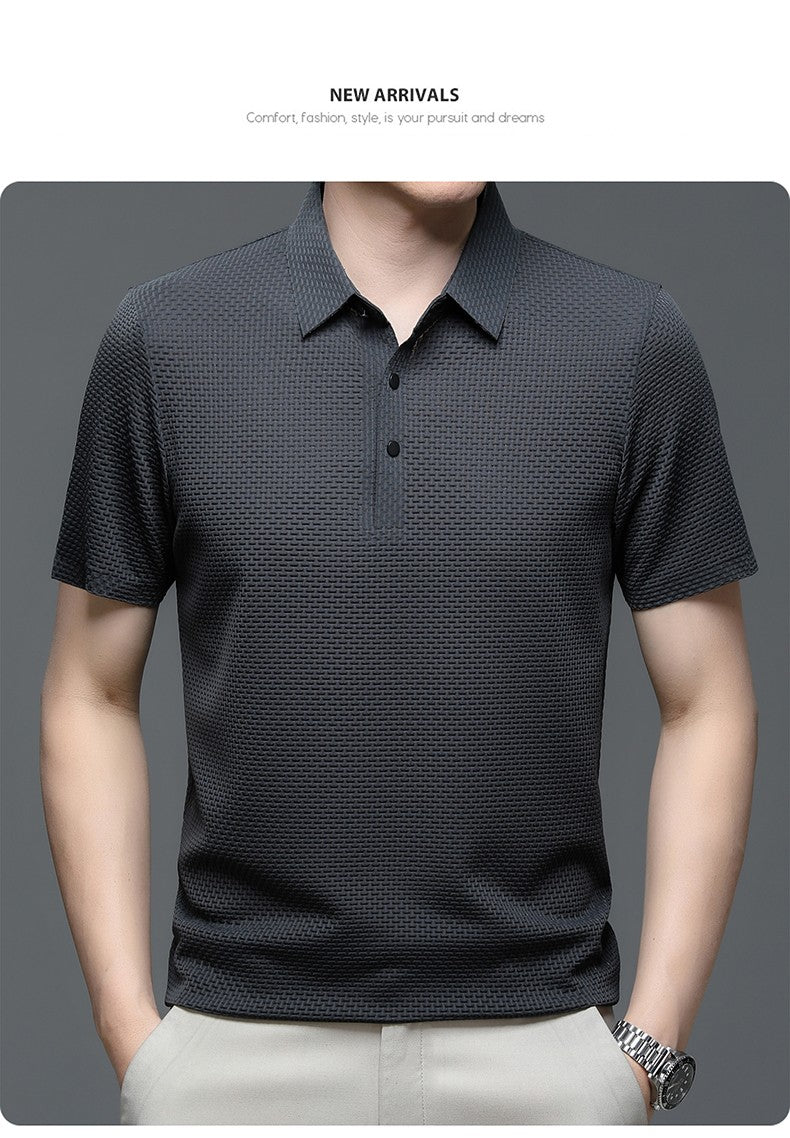 Summer New Men's Short Sleeve T-shirt Cool and Breathable POLO Shirt Business Casual Sweat-absorbing Top