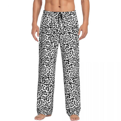 Custom Leopard Print Pajama Pants Men's Animal Skin Sleepwear Lounge Sleep Bottoms Stretch with Pockets