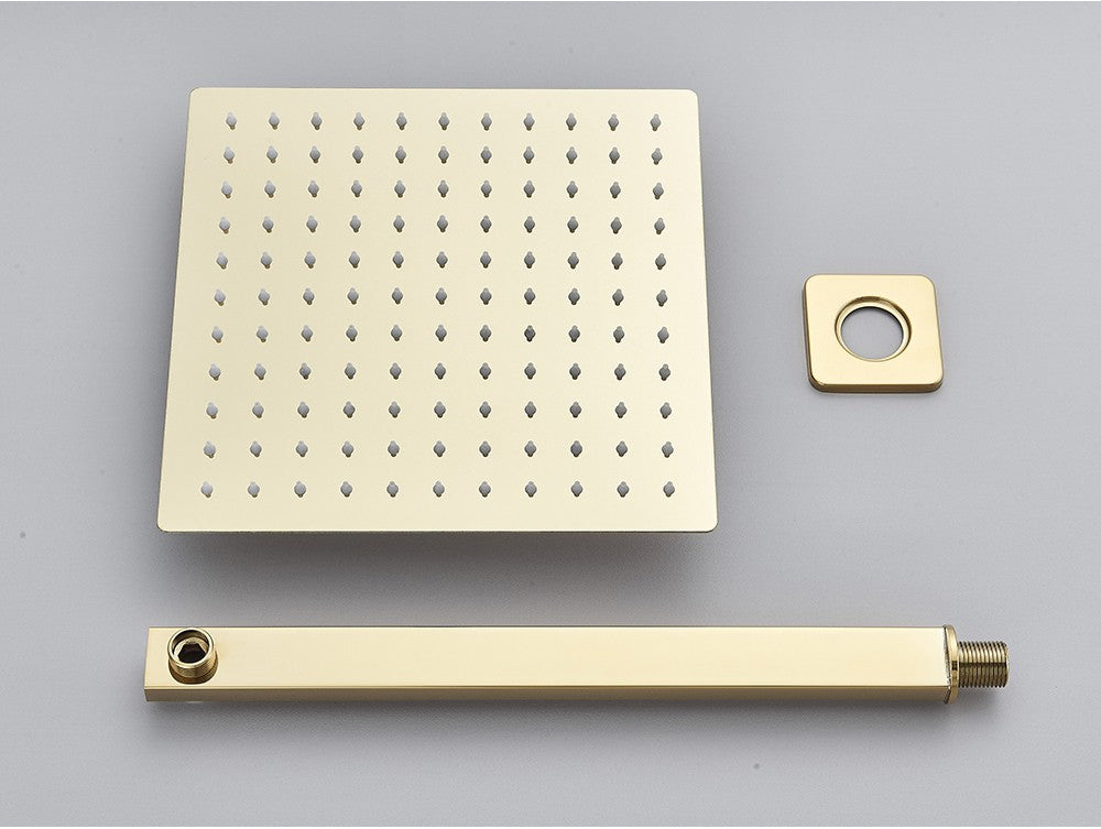 Golden Shower Faucets Set 2-Ways Rainfall Shower System Wall Mounted Shower Head Bathroom Bathroom Tap Shower Mixers Concealed