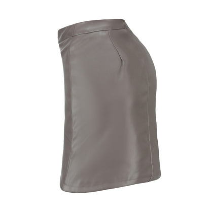 Spring and Summer New PU Leather Skirt Women's Black Elastic Women Slim Sexy Leather Skirts Brown Gray S-XXXL