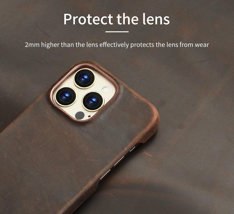 Capa Magsafe para iPhone 15 16 17 Pro Max Air Couro Genuíno Envelhecido Bovino de Grão Integral de Luxo Retrô Capa Magnética