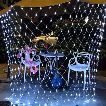 LED Mesh String Lights, 3mX2m String Lights with 8 Modes, European Plug Christmas Outdoor Lights Mesh Fairy Light Garland