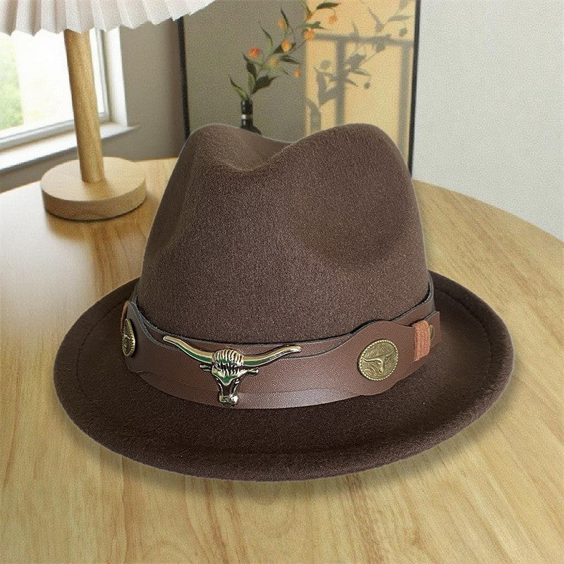 New Autumn and Winter Fashionable and Atmospheric Men's Jazz Hat with Sunshade, Lightweight and Luxurious Style Men's Jazz Hat