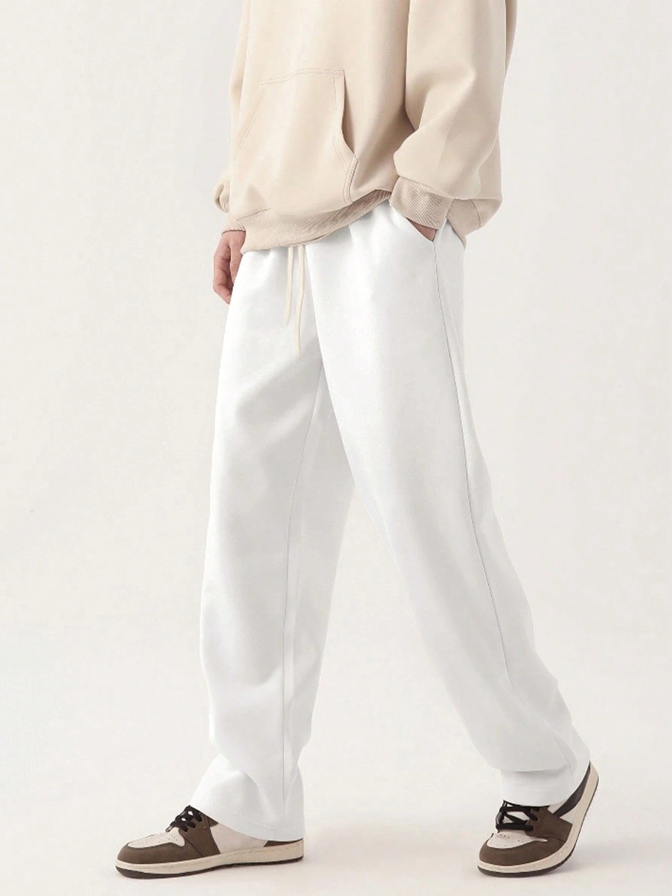 Autumn and winter men's straight knitted sports pants casual comfortable loose straight pants four seasons street wear