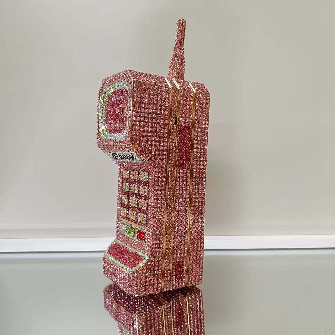 XIYUAN Mobile Phone Shaped Diamond Evening Bags for Women Gorgeous Bling Diamond Metallic Purses and Handbags Wedding Party