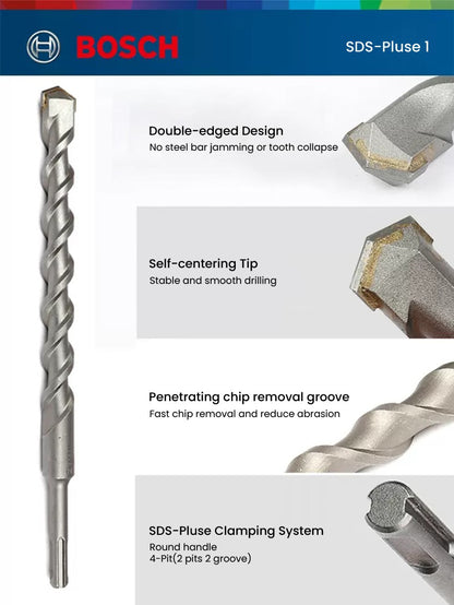 Conjuntos de Brocas Bosch SDS Plus para Martelete para Concreto Diâmetro 6-12mm Cabo Redondo Acessórios para Martelete Perfurador