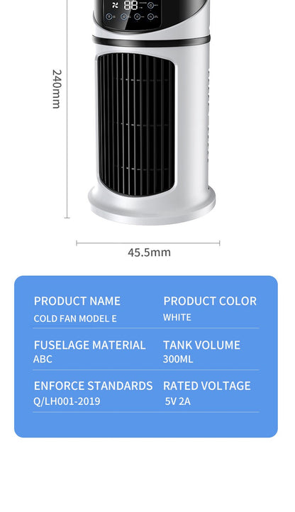 Condicionador de Ventilador Portátil com 6 Velocidades, Cooler de Névoa com Tanque de Água, Ventilador Silencioso para Dormir, Trabalhar e Estudar, Simula Vento Natural