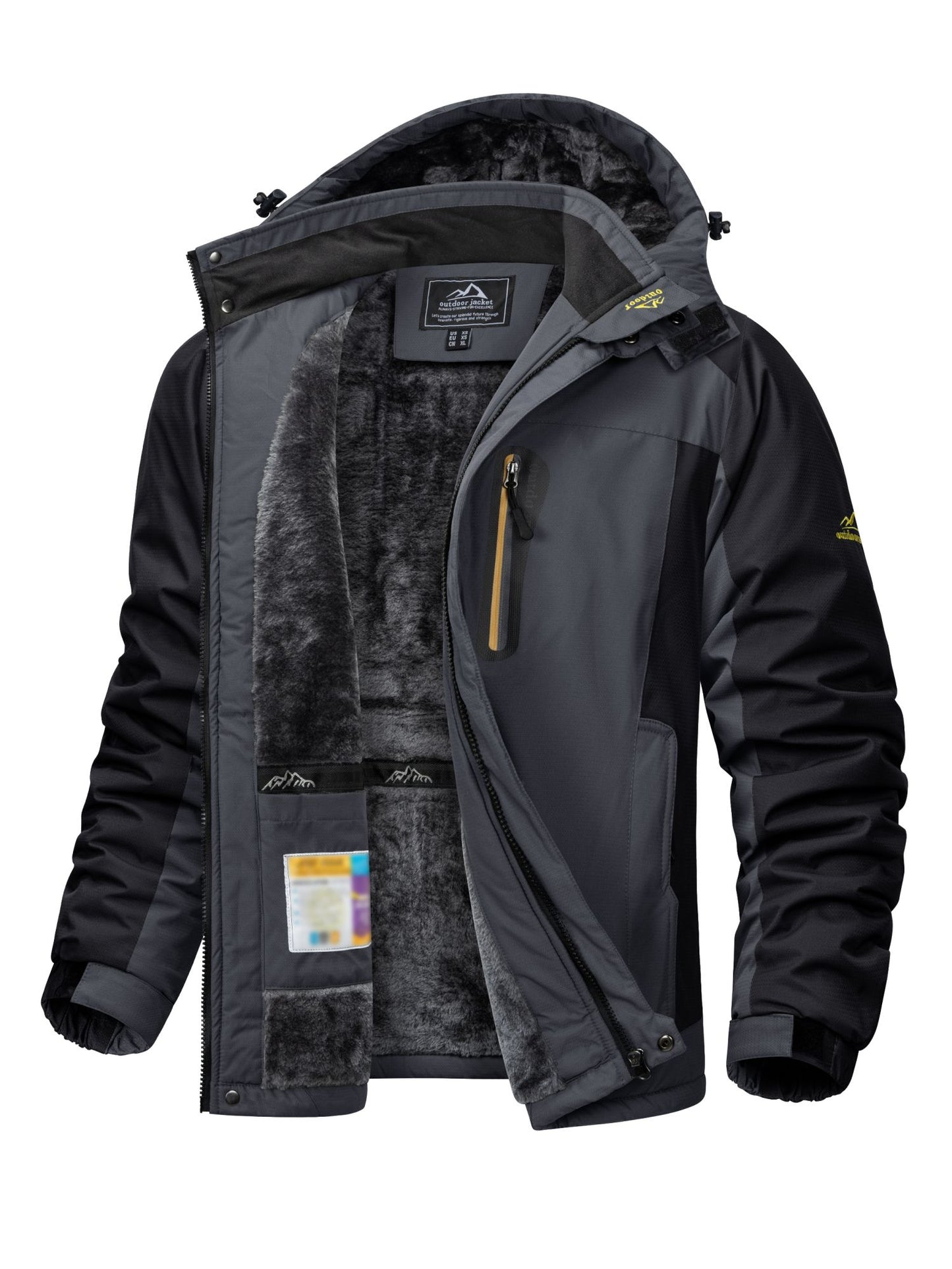Jaqueta Masculina Impermeável TACVASEN de Inverno Pesada Forrada com Lã, Jaquetas de Esqui e Snowboard, Casacos Corta-Vento com Capuz Removível