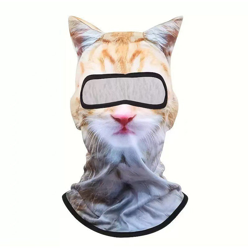 3D Cat Ski Balaclava Cute Animal Face Covering Full Face Hood Novelty Motorcycle Motocross Mask Windproof Warm Snowboard Hat