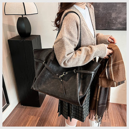 Retro Big PU Leather Shoulder Bag for Women 2025 Winter Trend New Y2K Fashion Handbags Females Travel Luxury Tote Bag  bolsas