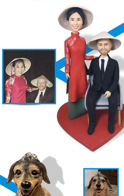 Bonecos Bobblehead Personalizados Feitos à Mão, Bonecos de Argila Personalizados Estatuetas Escultura a partir de foto, Presente de Natal para o Marido