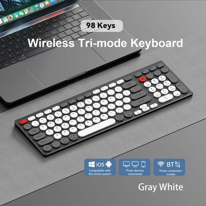 98-Key Ultra-Thin Aluminum Silent Keyboard with Scissor-Switch, Tri-Mode BT/2.4G/Type-C Connectivity&Ergonomic Design for Typing