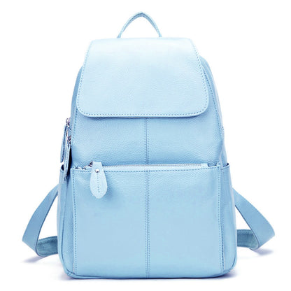 Zency Mochila Feminina Elegante Preta Branca Couro Genuíno Qualidade A++ Antifurto Grande Capacidade Mochila de Viagem Designer