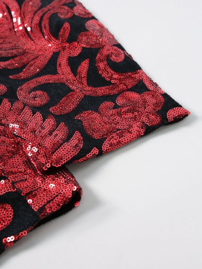 Shiny Sequin Embellished Single Button Stage Performance Outerwear in Blue Gold Green Purple Options for Men's Red Suit Jacket