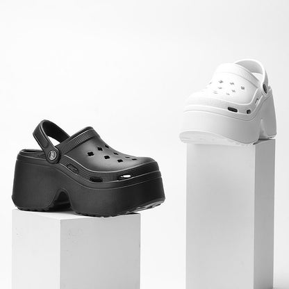 Women's Wedges Heel Sandals Summer 2024 Closed Toe Chunky Platform Sandalias Mujer Hollow Out Thick Sole Non-slip Slides Ladies