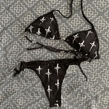 Summer Gothic Retro bikini swimm Bathing Suitit bikini Goth Punk Skull Printing bikini Vintage E-girls Sexy bikini Y2k Style 90s