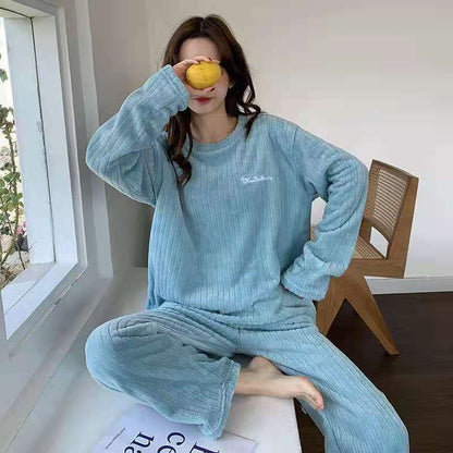 New Autumn/Winter Coral Fleece Pyjamas for Women Thickened Homewear Student Comfort Cotton Fleece Plus Size Fashion Pyjama Set